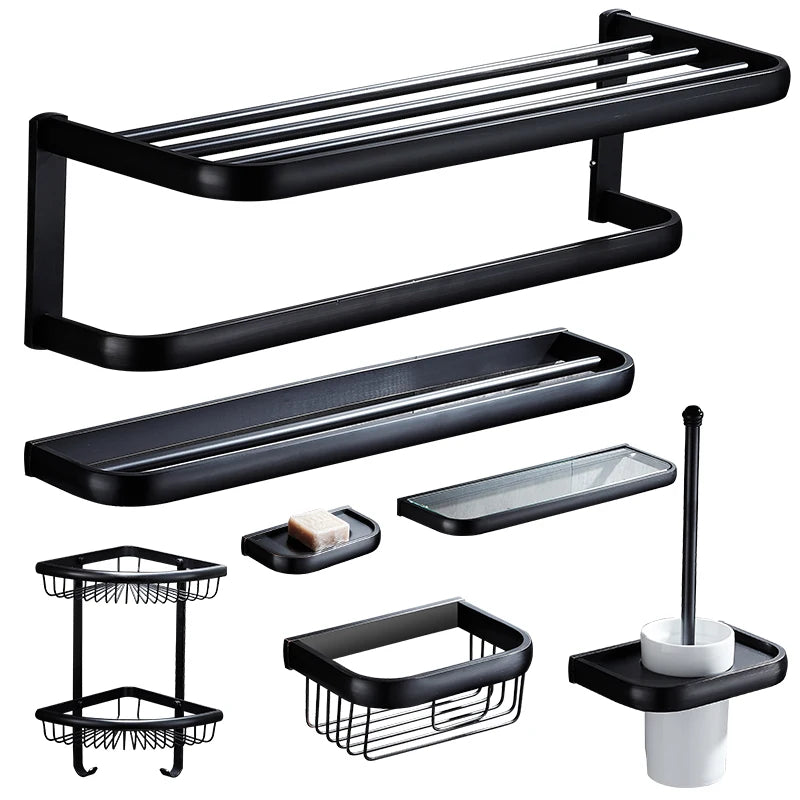 Bathroom Accessories, Corner Shelf,Towel Rack,Paper holder,Towel Bar,Soap basket,Towel Rail Black Oil Brushed bathroom Hardware