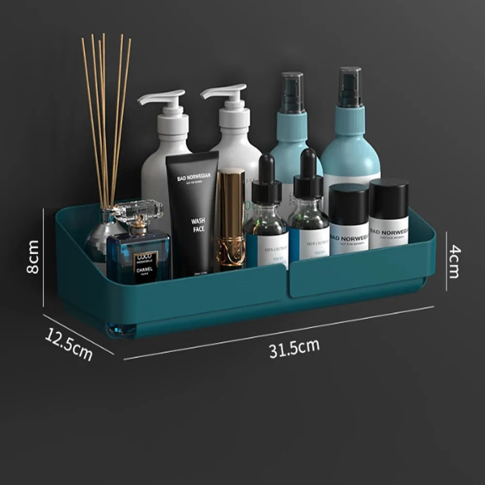 Bathroom Kitchen Convenience Rack Shelf Makeup Storage Organizer Cosmetics Shampoo Rack Shower Shelf Wall Spice No Drilling