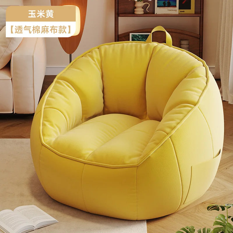 Seat Puff Sofas For Living Room Bean Bag Furniture Single Sofa Pure Cotton And Linen Material Puffs Asiento Lightweight Portable