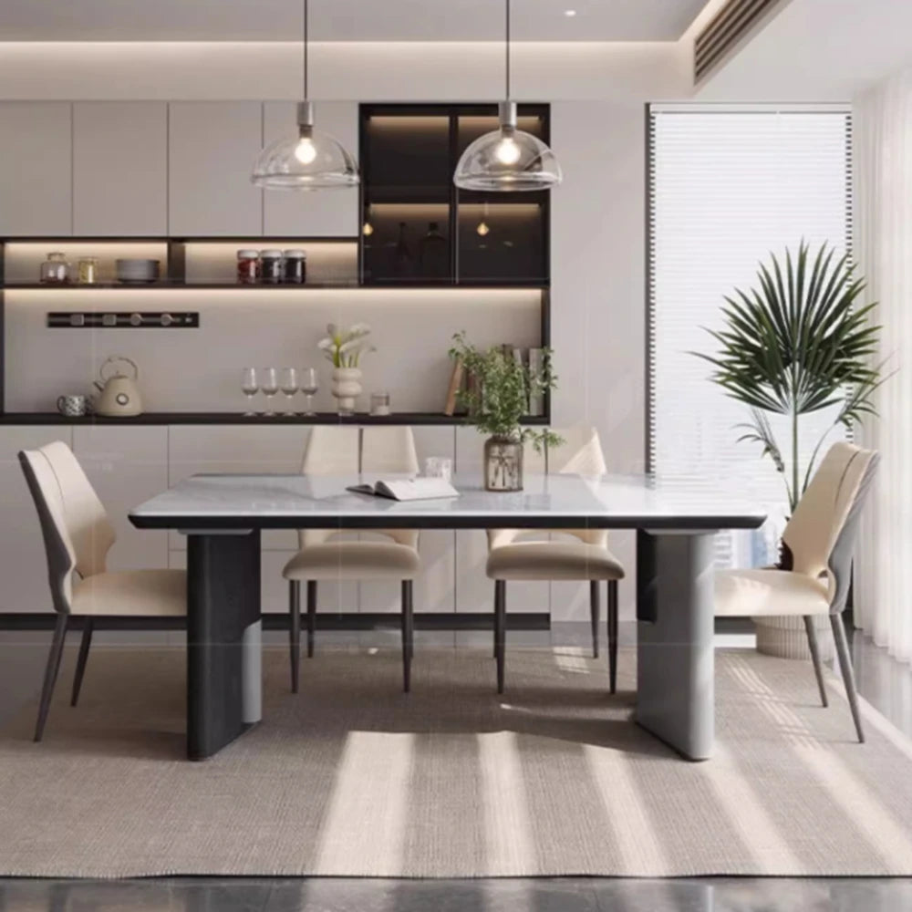 Nordic Rectangle Dining Table 8 People Luxury Design ornament Dining Table Living Waterproof mesa comedor Home decoration