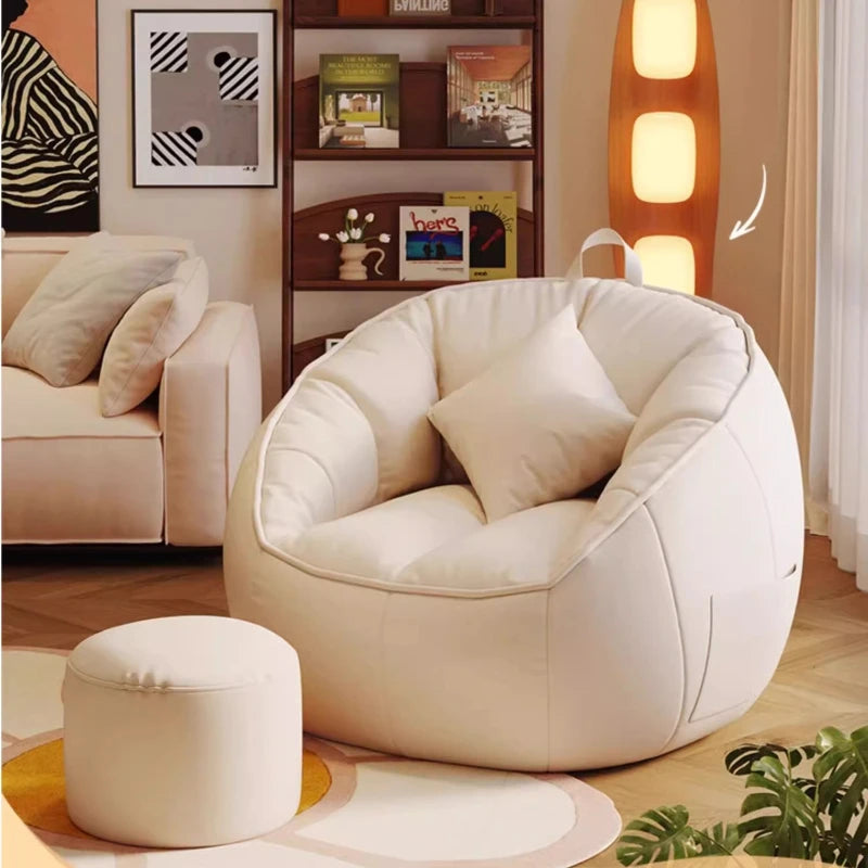 Seat Puff Sofas For Living Room Bean Bag Furniture Single Sofa Pure Cotton And Linen Material Puffs Asiento Lightweight Portable