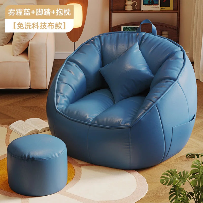 Seat Puff Sofas For Living Room Bean Bag Furniture Single Sofa Pure Cotton And Linen Material Puffs Asiento Lightweight Portable