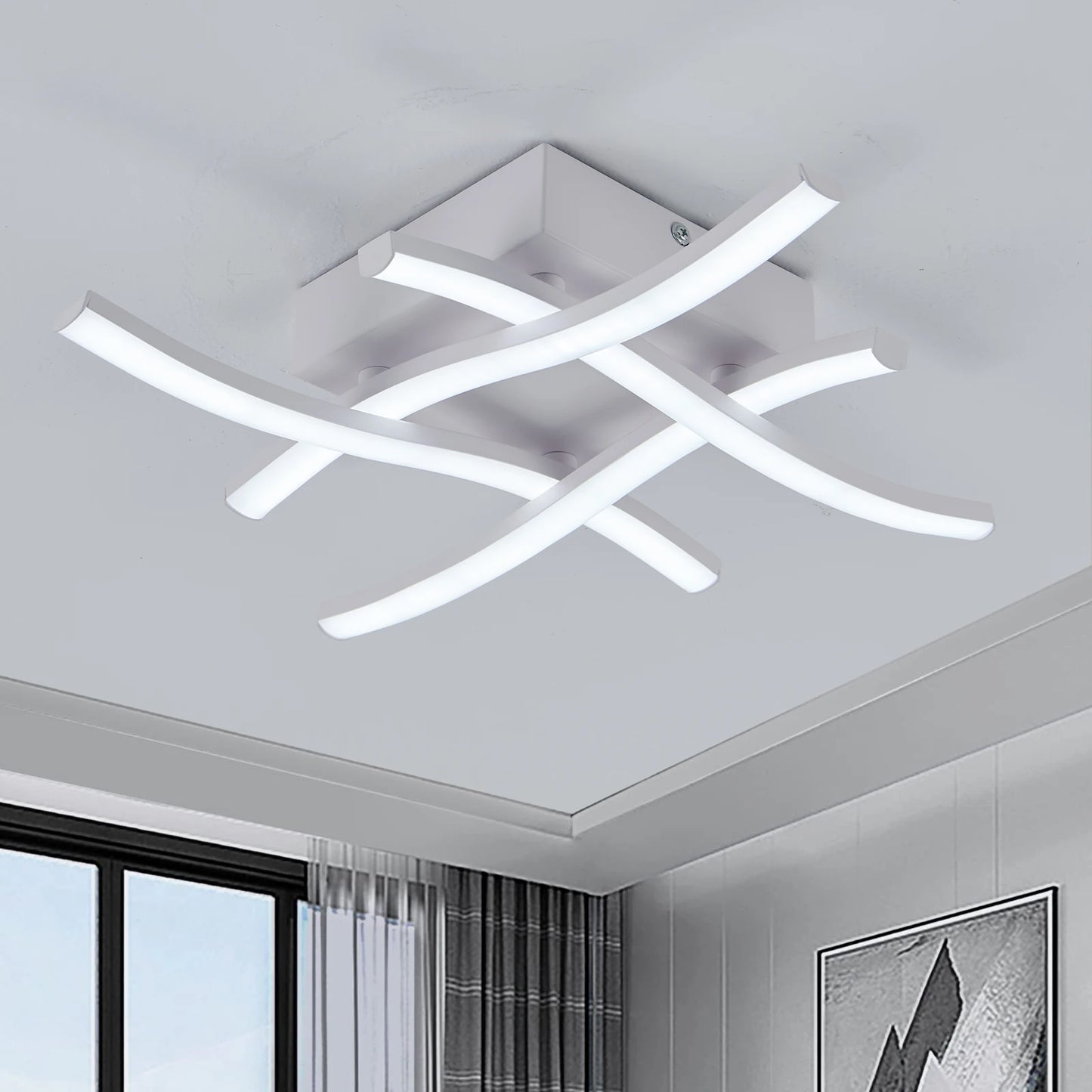 Modern Living Room Light Restaurant 3-color Variable Light Bedroom Balcony LED Ceiling Light 24W Curved Design