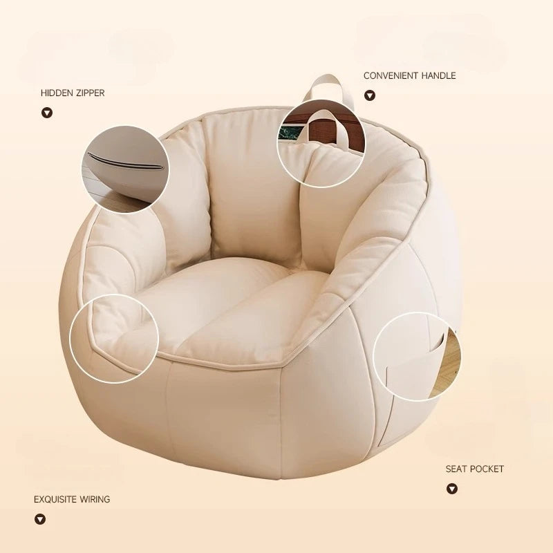 Seat Puff Sofas For Living Room Bean Bag Furniture Single Sofa Pure Cotton And Linen Material Puffs Asiento Lightweight Portable