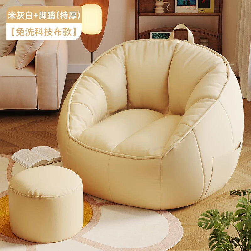 Seat Puff Sofas For Living Room Bean Bag Furniture Single Sofa Pure Cotton And Linen Material Puffs Asiento Lightweight Portable