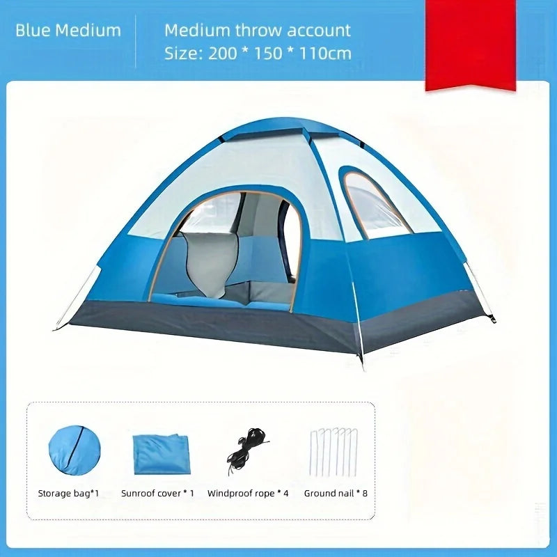 Outdoor Camping Portable Folding Tent, Wilderness Camping Equipment, Large Automatic Rain and Mosquito Beach Tent