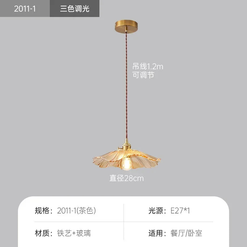 Home decoration lighting, retro pendant lamp, floral glass hanging lamp, living room bedroom bedside lamp, indoor decoration