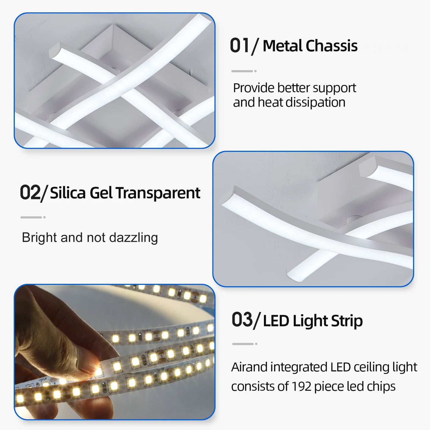 Modern Living Room Light Restaurant 3-color Variable Light Bedroom Balcony LED Ceiling Light 24W Curved Design