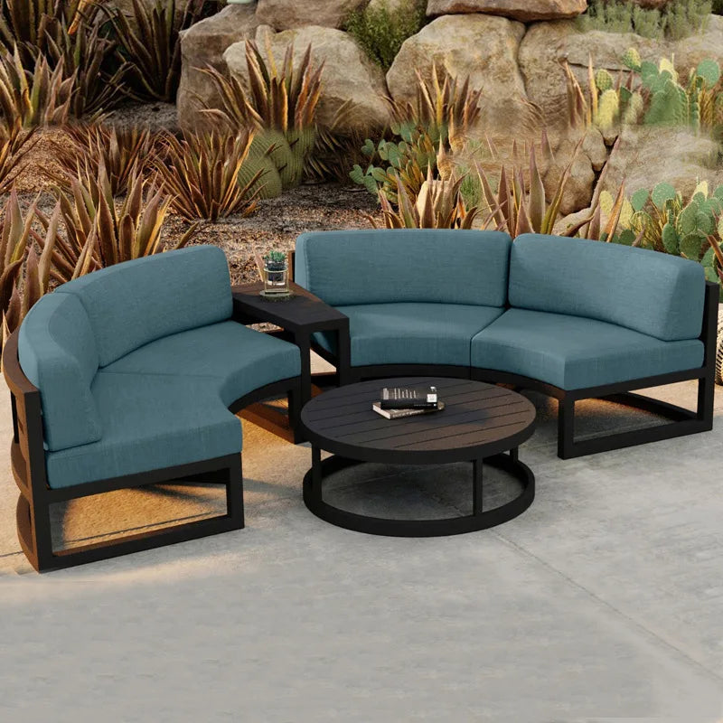 Outdoor sofa courtyard villa garden outdoor arc leisure combination aluminum alloy waterproof sunscreen rattan sofa
