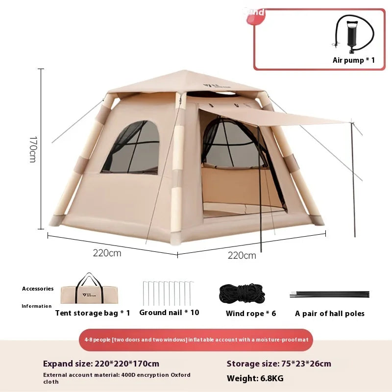 Lohascamping Large Camping Air Tent for 4-5 people Air shelter Dome tent Family Hiking inflatable One-touch tent Outdoor Tent