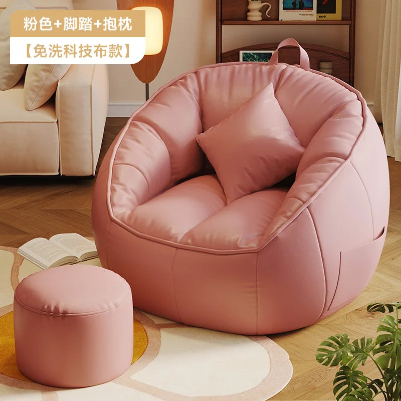 Seat Puff Sofas For Living Room Bean Bag Furniture Single Sofa Pure Cotton And Linen Material Puffs Asiento Lightweight Portable