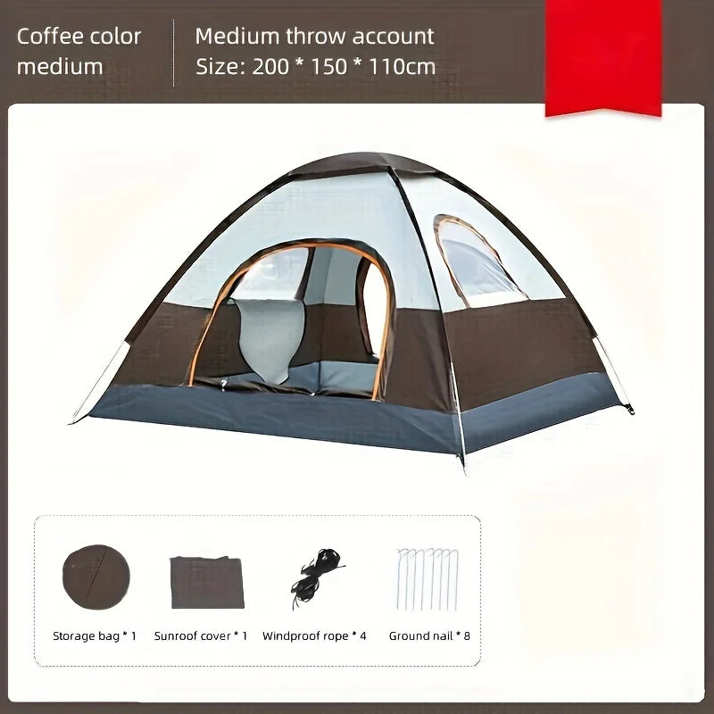 Outdoor Camping Portable Folding Tent, Wilderness Camping Equipment, Large Automatic Rain and Mosquito Beach Tent