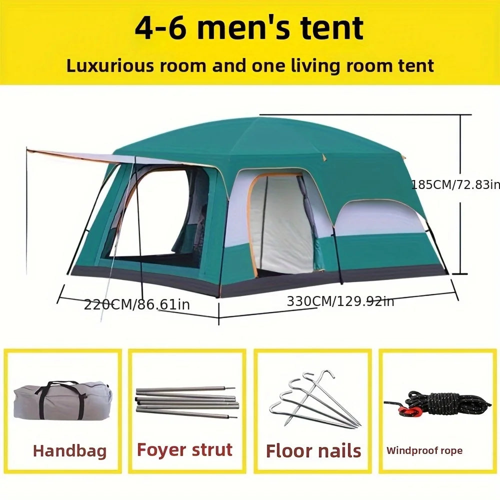 In 2025, upgrade to a two-bedroom, one-living-room outdoor folding portable windproof tent