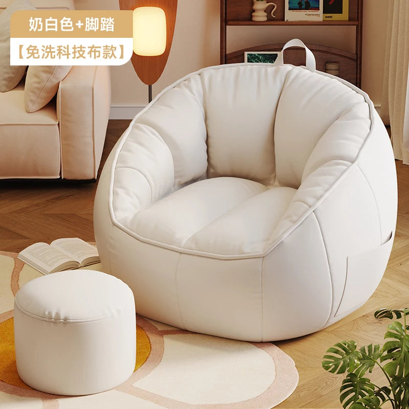 Seat Puff Sofas For Living Room Bean Bag Furniture Single Sofa Pure Cotton And Linen Material Puffs Asiento Lightweight Portable