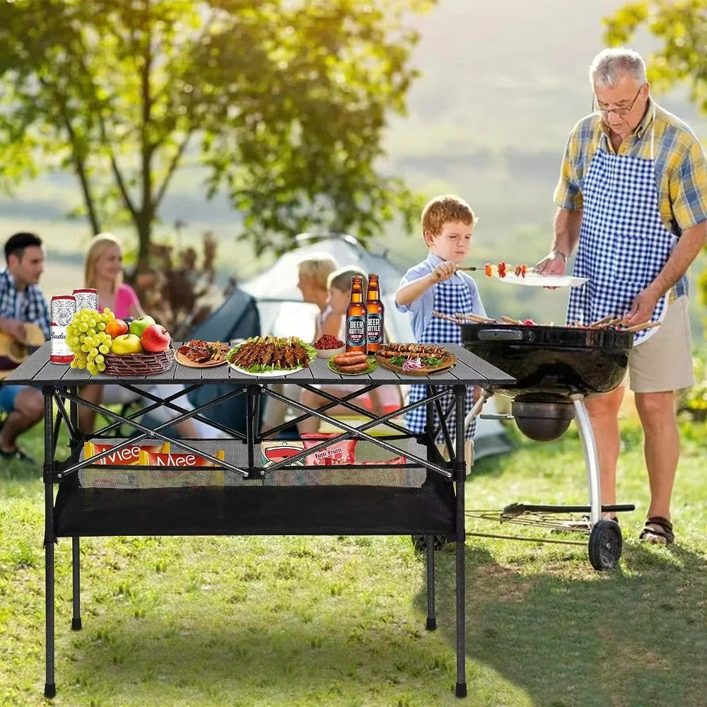 Outdoor Folding Long Table Tourist Portable Storage Egg Roll Table Camping Desk Barbecue Easy To Install Picnic Outdoor Tables
