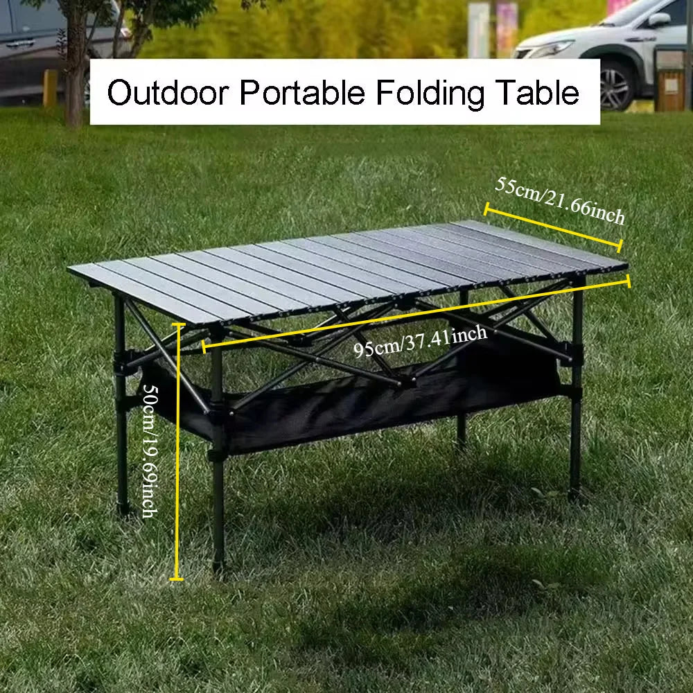 Outdoor Folding Long Table Tourist Portable Storage Egg Roll Table Camping Desk Barbecue Easy To Install Picnic Outdoor Tables
