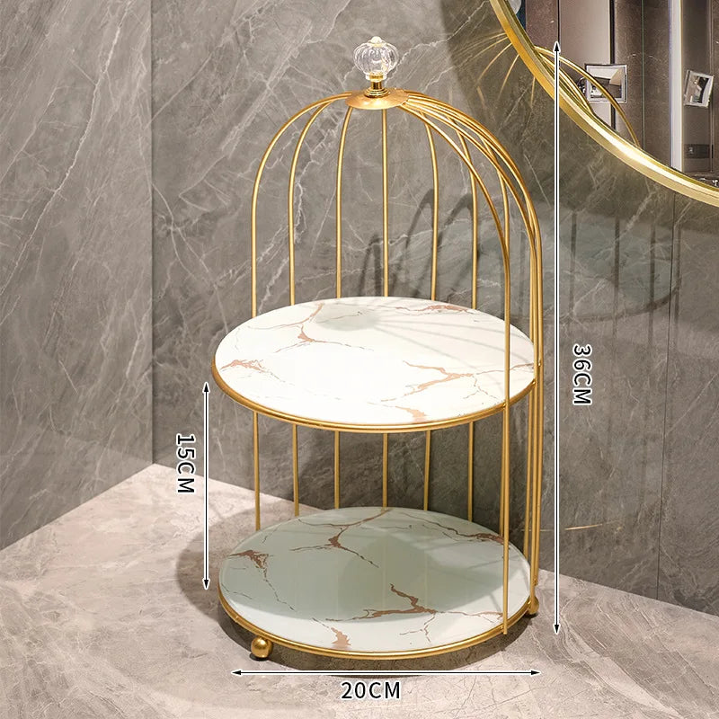 Bathroom birdcage storage rack washbasin dressing table desktop storage box cosmetics and skincare products storage rack shelf
