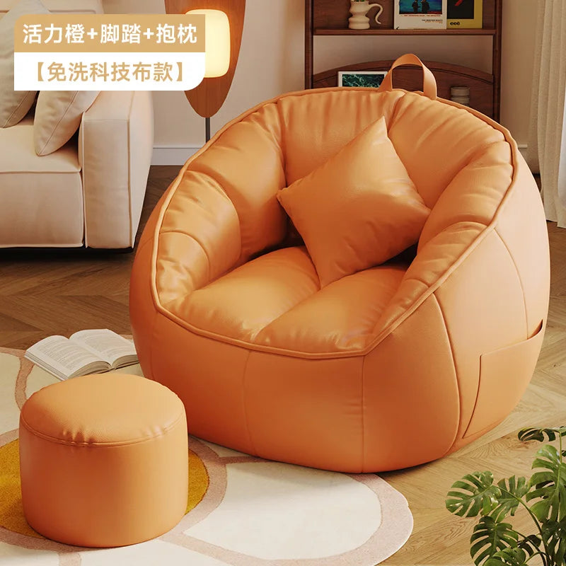 Seat Puff Sofas For Living Room Bean Bag Furniture Single Sofa Pure Cotton And Linen Material Puffs Asiento Lightweight Portable