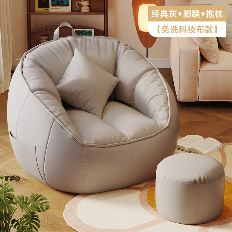 Seat Puff Sofas For Living Room Bean Bag Furniture Single Sofa Pure Cotton And Linen Material Puffs Asiento Lightweight Portable