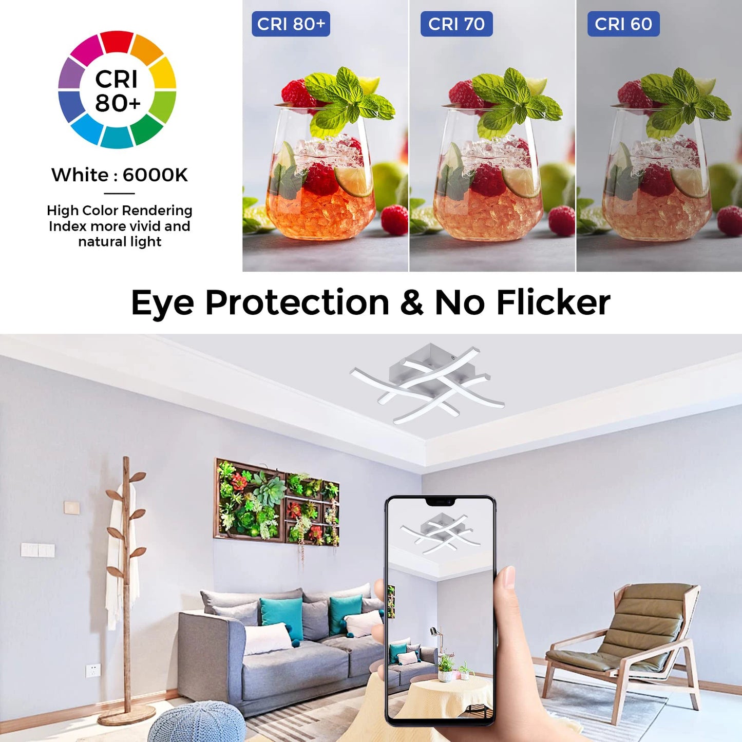 Modern Living Room Light Restaurant 3-color Variable Light Bedroom Balcony LED Ceiling Light 24W Curved Design