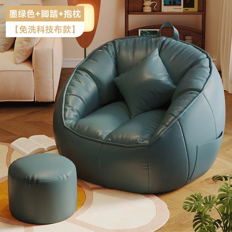 Seat Puff Sofas For Living Room Bean Bag Furniture Single Sofa Pure Cotton And Linen Material Puffs Asiento Lightweight Portable