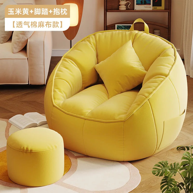 Seat Puff Sofas For Living Room Bean Bag Furniture Single Sofa Pure Cotton And Linen Material Puffs Asiento Lightweight Portable