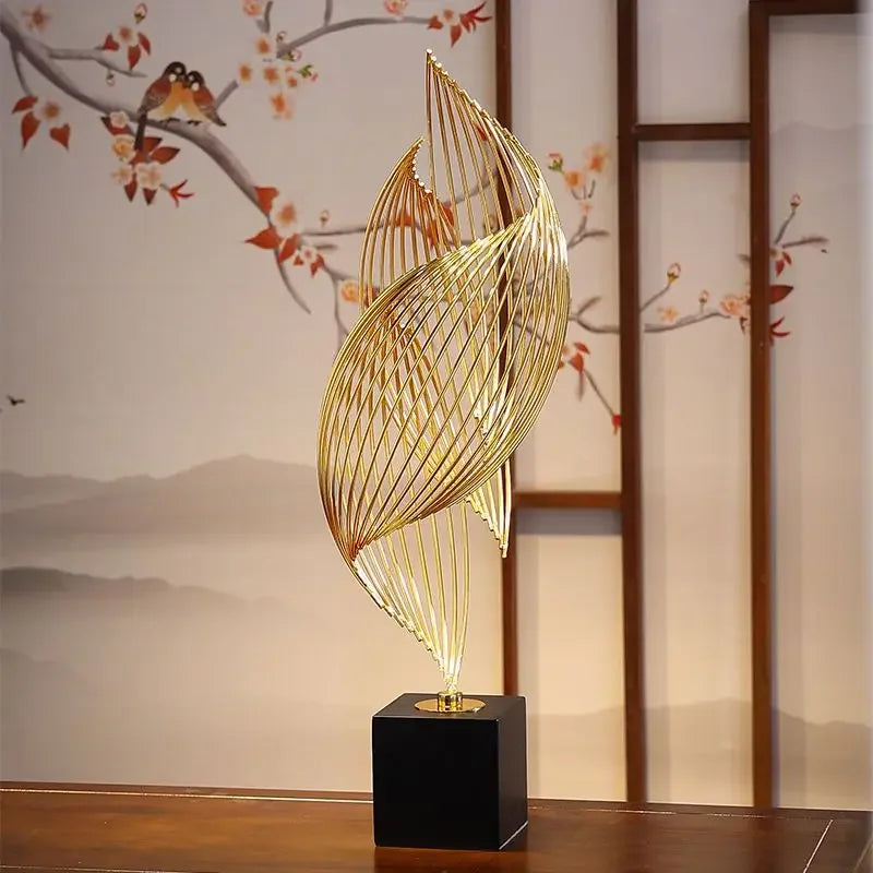 Abstract Modern Decor Metal Sculptur Art Golden Statue Living Room Home Decoration Office Desk Decoration Accessories