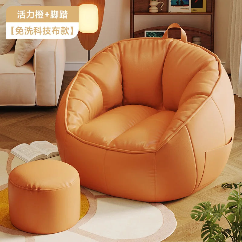 Seat Puff Sofas For Living Room Bean Bag Furniture Single Sofa Pure Cotton And Linen Material Puffs Asiento Lightweight Portable