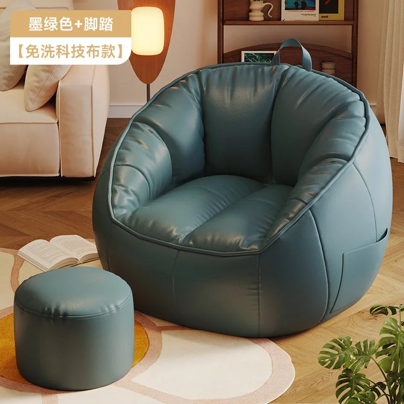 Seat Puff Sofas For Living Room Bean Bag Furniture Single Sofa Pure Cotton And Linen Material Puffs Asiento Lightweight Portable