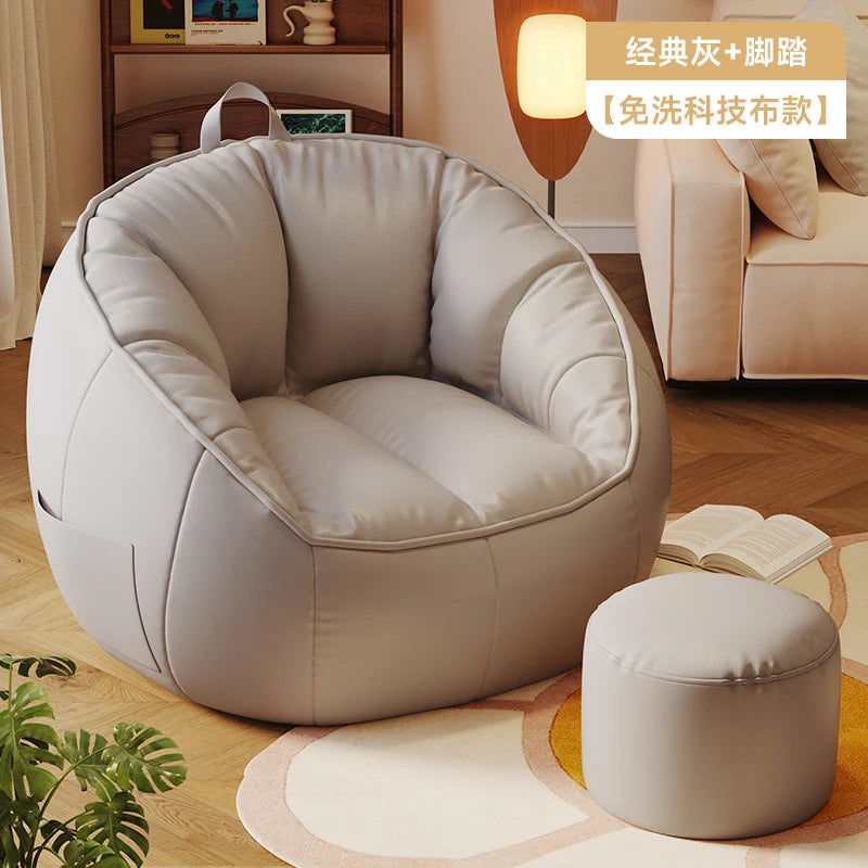 Seat Puff Sofas For Living Room Bean Bag Furniture Single Sofa Pure Cotton And Linen Material Puffs Asiento Lightweight Portable