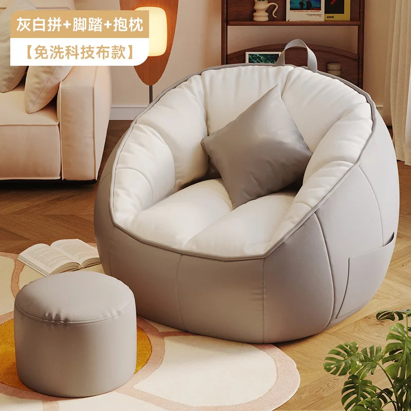 Seat Puff Sofas For Living Room Bean Bag Furniture Single Sofa Pure Cotton And Linen Material Puffs Asiento Lightweight Portable
