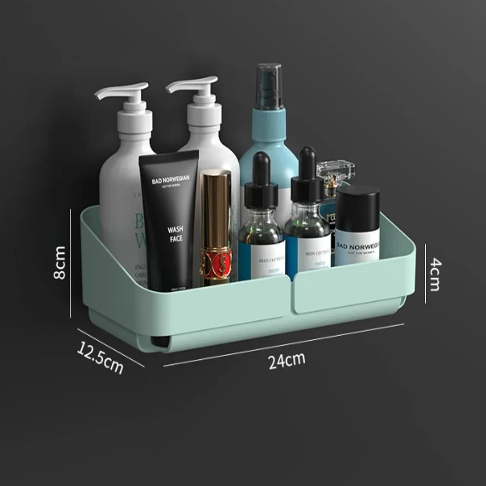 Bathroom Kitchen Convenience Rack Shelf Makeup Storage Organizer Cosmetics Shampoo Rack Shower Shelf Wall Spice No Drilling