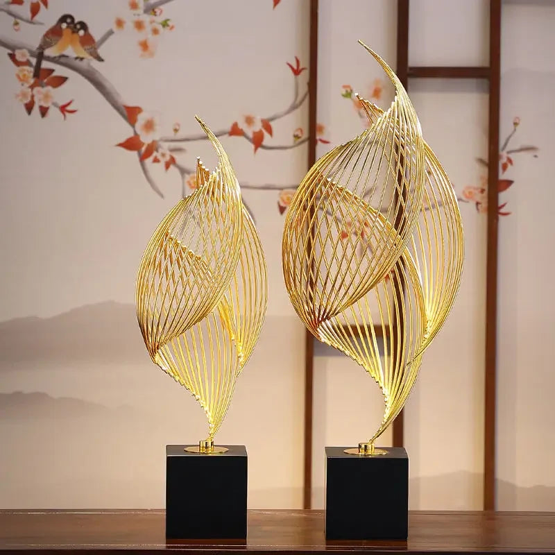 Abstract Modern Decor Metal Sculptur Art Golden Statue Living Room Home Decoration Office Desk Decoration Accessories