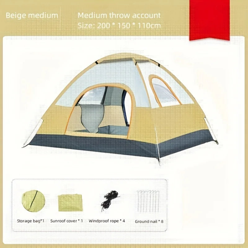 Outdoor Camping Portable Folding Tent, Wilderness Camping Equipment, Large Automatic Rain and Mosquito Beach Tent