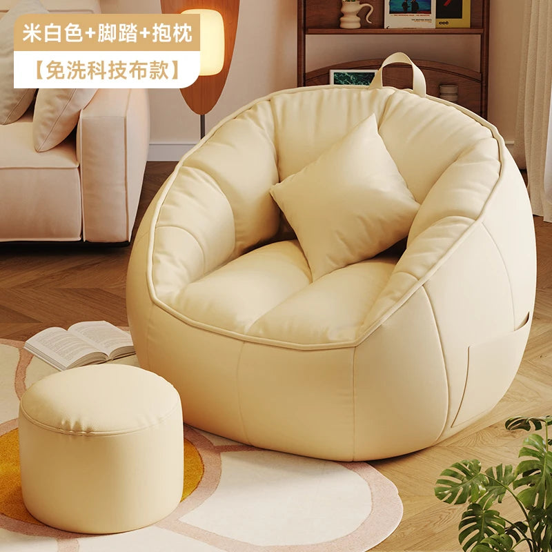 Seat Puff Sofas For Living Room Bean Bag Furniture Single Sofa Pure Cotton And Linen Material Puffs Asiento Lightweight Portable