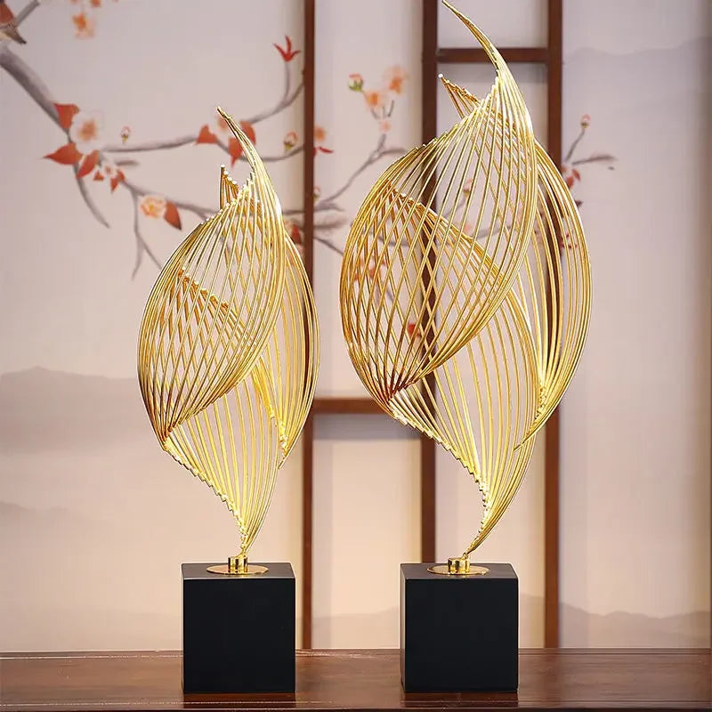 Abstract Modern Decor Metal Sculptur Art Golden Statue Living Room Home Decoration Office Desk Decoration Accessories
