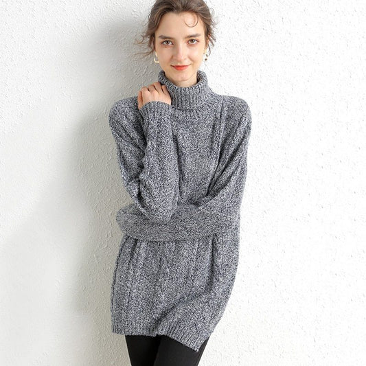 Mid-length turtleneck sweater dress