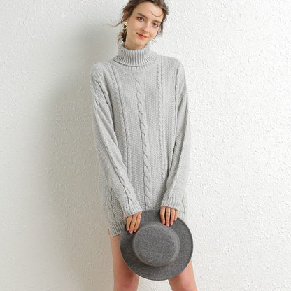 Mid-length turtleneck sweater dress