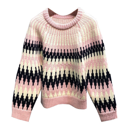 Heavy Jacquard Geometric PatternWool Sweater