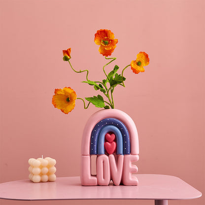 Creative Letter Resin Vase In Living Room