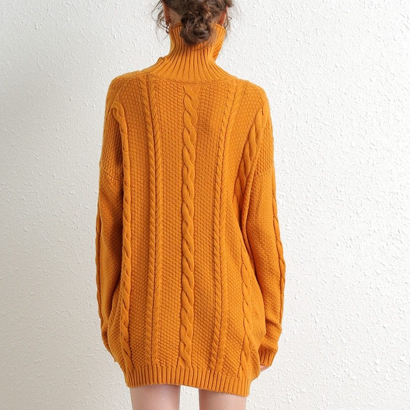 Mid-length turtleneck sweater dress