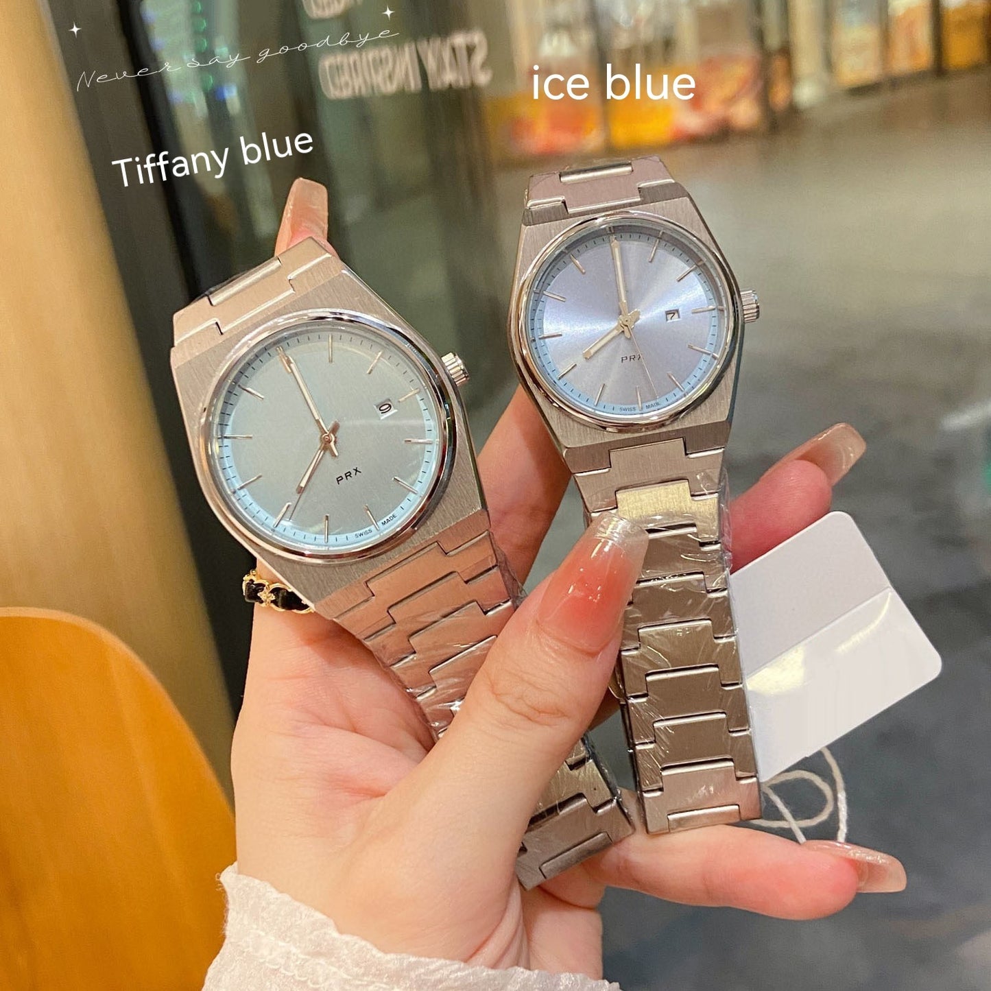 Calendar Quartz Ice Blue Watch Couple