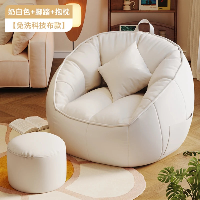 Seat Puff Sofas For Living Room Bean Bag Furniture Single Sofa Pure Cotton And Linen Material Puffs Asiento Lightweight Portable
