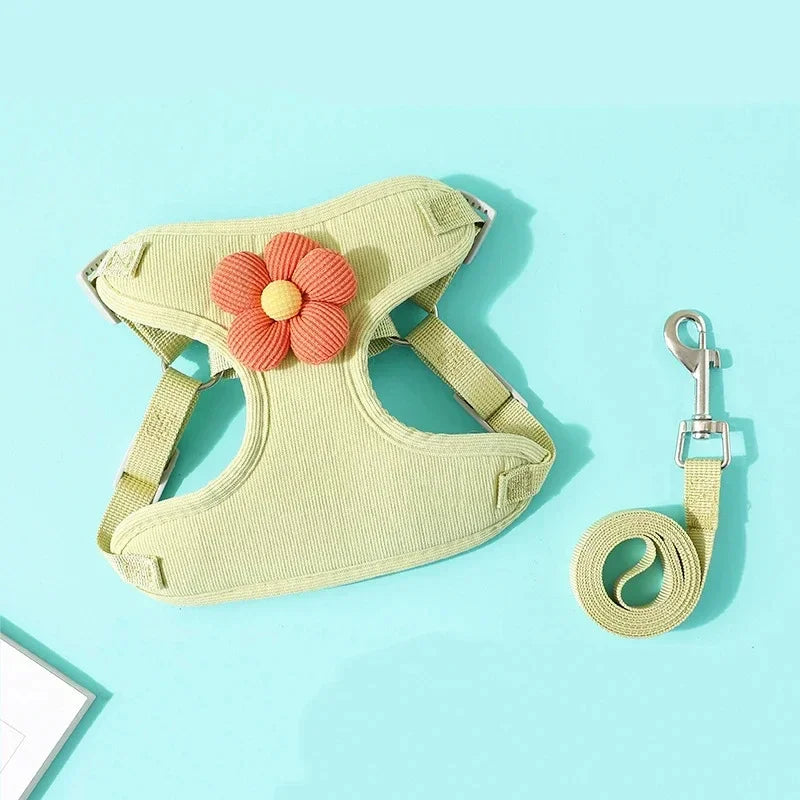 Pet vest traction rope dog cartoon three-dimensional accessories Teddy walking dog rope cat going out chest and back protection