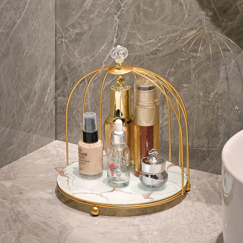 Bathroom birdcage storage rack washbasin dressing table desktop storage box cosmetics and skincare products storage rack  shelf