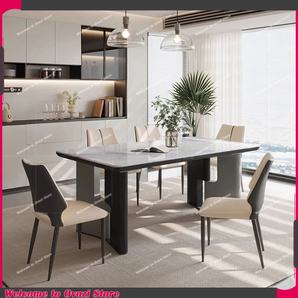 Nordic Rectangle Dining Table 8 People Luxury Design ornament Dining Table Living Waterproof mesa comedor Home decoration