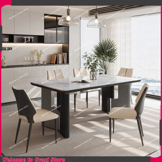 Nordic Rectangle Dining Table 8 People Luxury Design ornament Dining Table Living Waterproof mesa comedor Home decoration