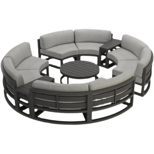 Outdoor sofa courtyard villa garden outdoor arc leisure combination aluminum alloy waterproof sunscreen rattan sofa
