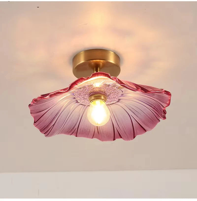 Home decoration lighting, retro pendant lamp, floral glass hanging lamp, living room bedroom bedside lamp, indoor decoration