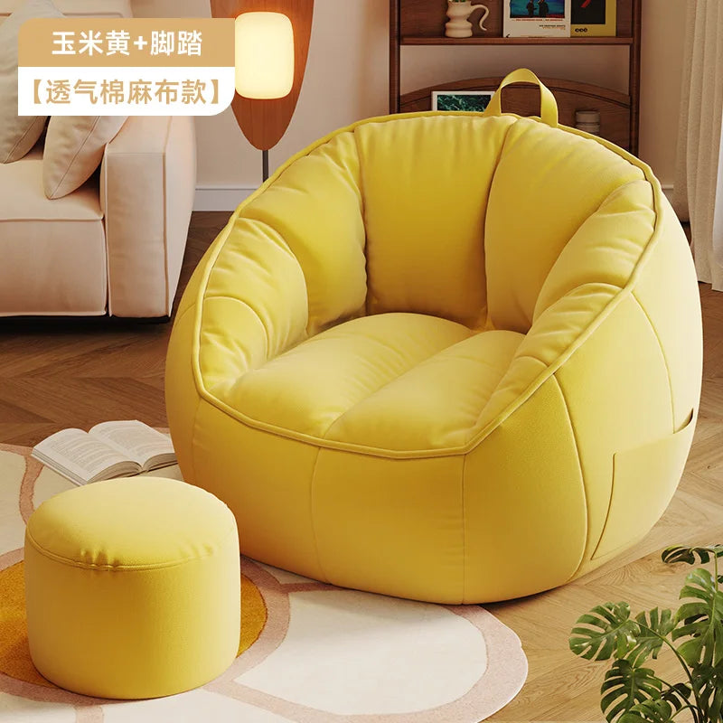 Seat Puff Sofas For Living Room Bean Bag Furniture Single Sofa Pure Cotton And Linen Material Puffs Asiento Lightweight Portable